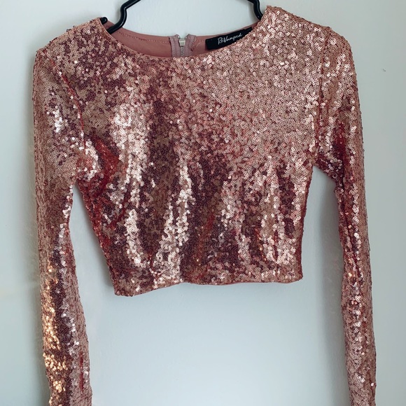 High Fashion Pink Crop Top With Sparkles - Picture 1 of 2